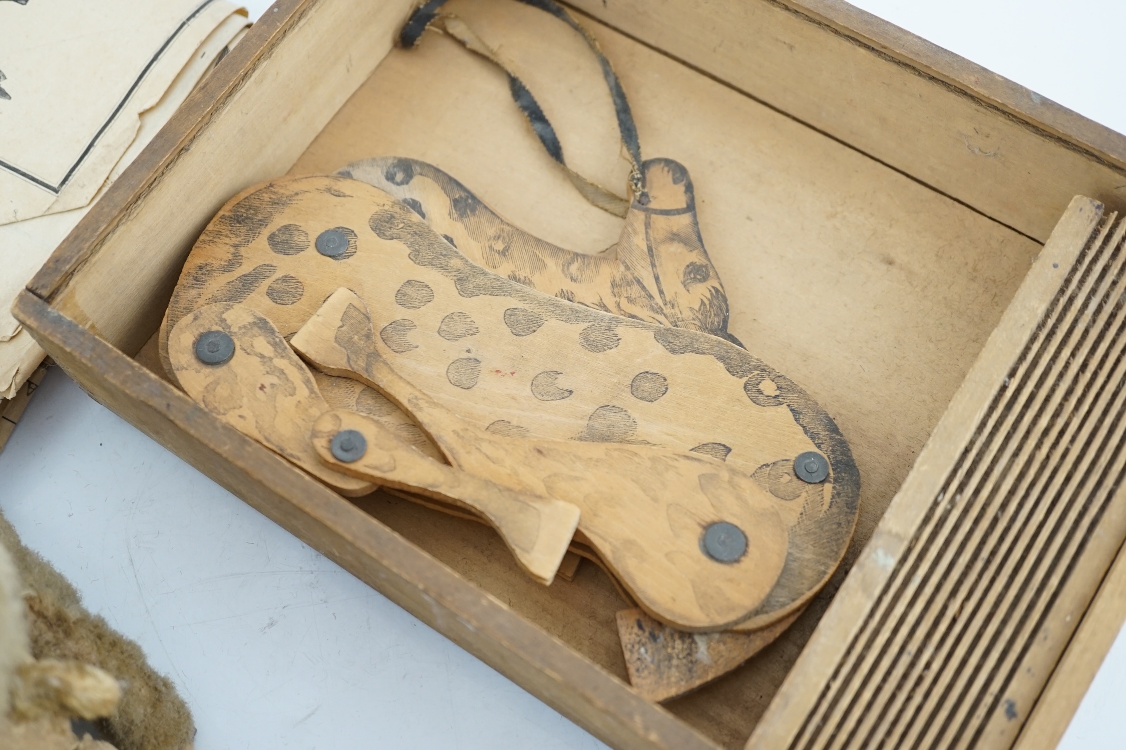 Grandall’s John Gilphin’s toy c.1876, with paperwork and original box, horse and rider and three toys